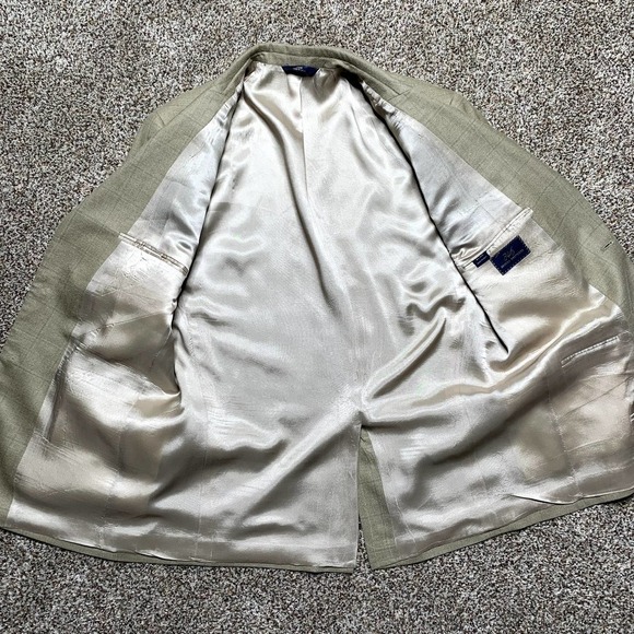 Brooks Brothers 346 Mens Brown Long Sleeve Herringbone Blazer Suits Size 43R - Picture 8 of 11